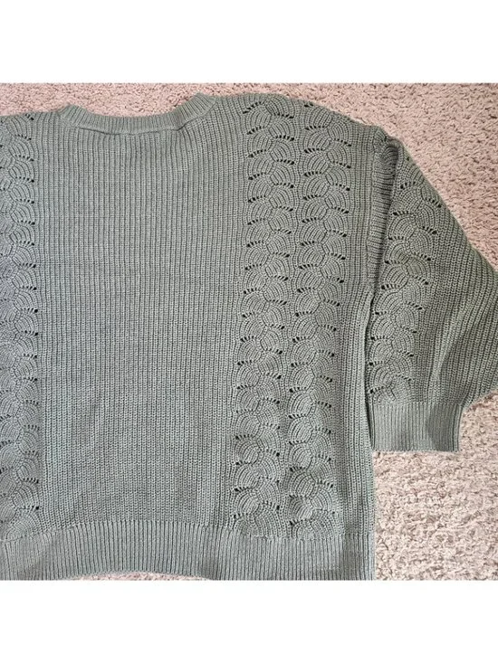 CJ Banks Sweater Womens 3XL Sage Green Textured Knit Pullover Cotton Blend - Picture 10 of 10